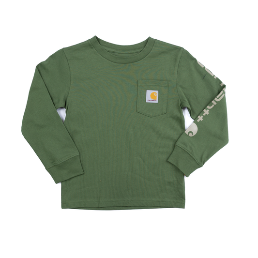 Boy's Carhartt Green Long Sleeve Pocket T-shirt CA6746-GL9