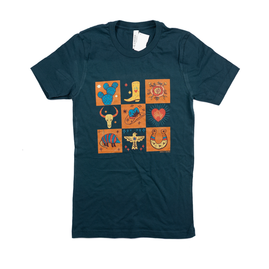Women's Teal Western Boho Square
