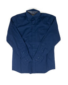 Wrangler Men's Long Sleeve Solid Blue Button Down Shirt 112385360