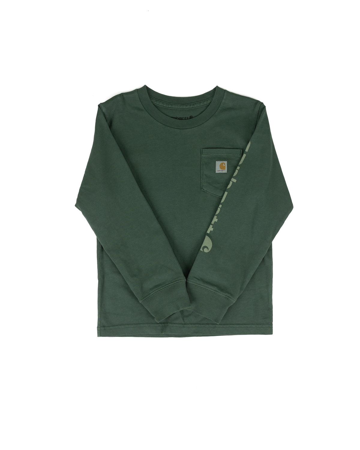 Carhartt Boy's Jungle Green Long Sleeve Pocket T-shirt (2T-4T) CA6885GP1W-BA1