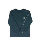 Carhartt Boy's Dark Teal Long Sleeve Pocket T-shirt (2T-4T) CA6885HV1W-BA1