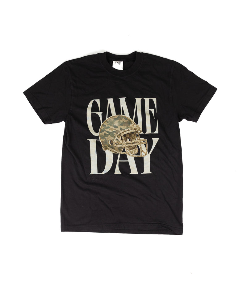 Women's Black Short Sleeve Game Day Camo Helmet T-shirt 
