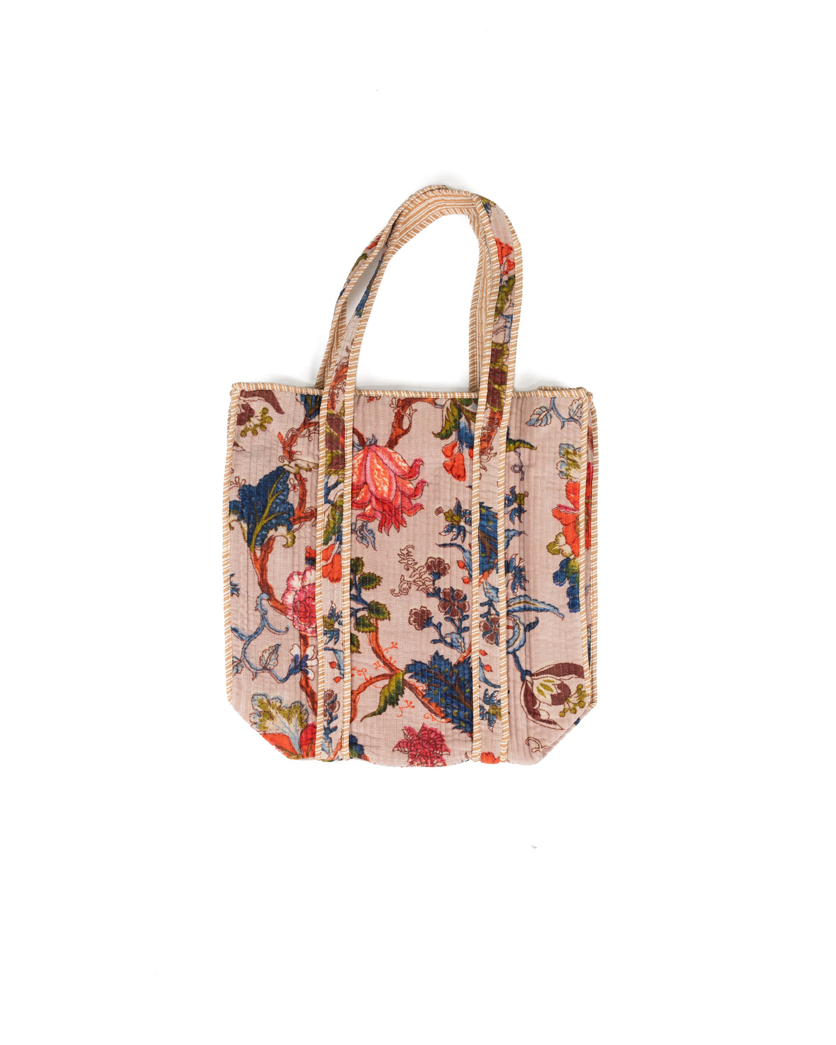 Women's Blush Pink Floral Woven Tote Bag