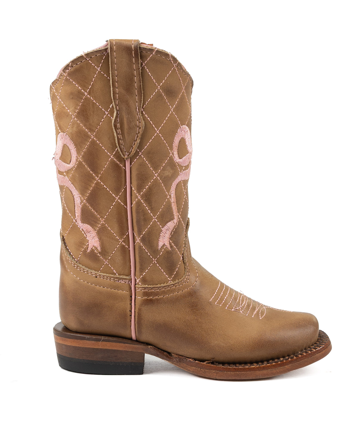 Tanner Mark Girl's Burnished Sand with Pink Bow Embroidery TMG205474