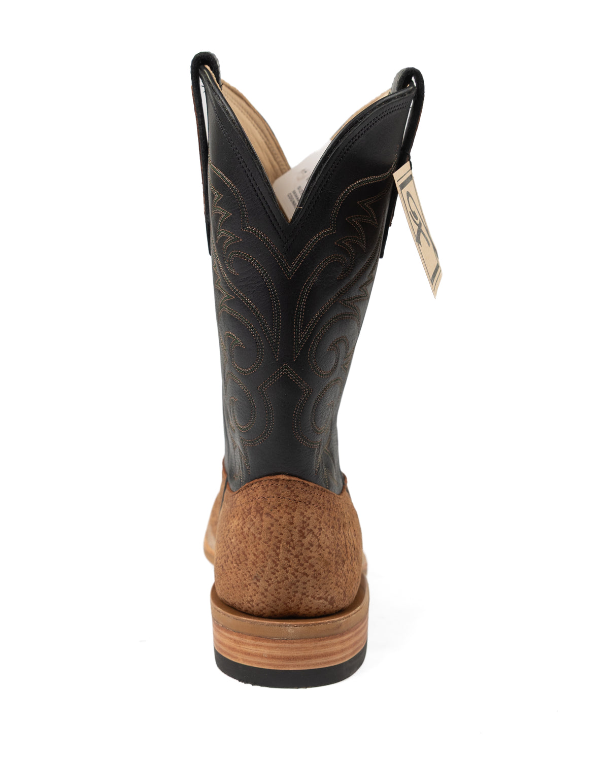 Fenoglio Men's Cognac Boar with Black Top Square Toe Boots