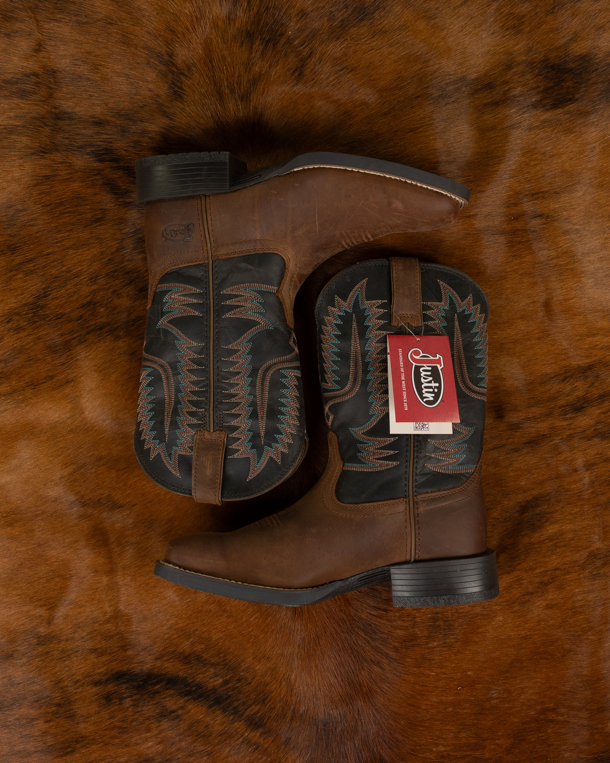 Justin Men's Brown/Black Gage 11" Western Square Toe Boots SE7534