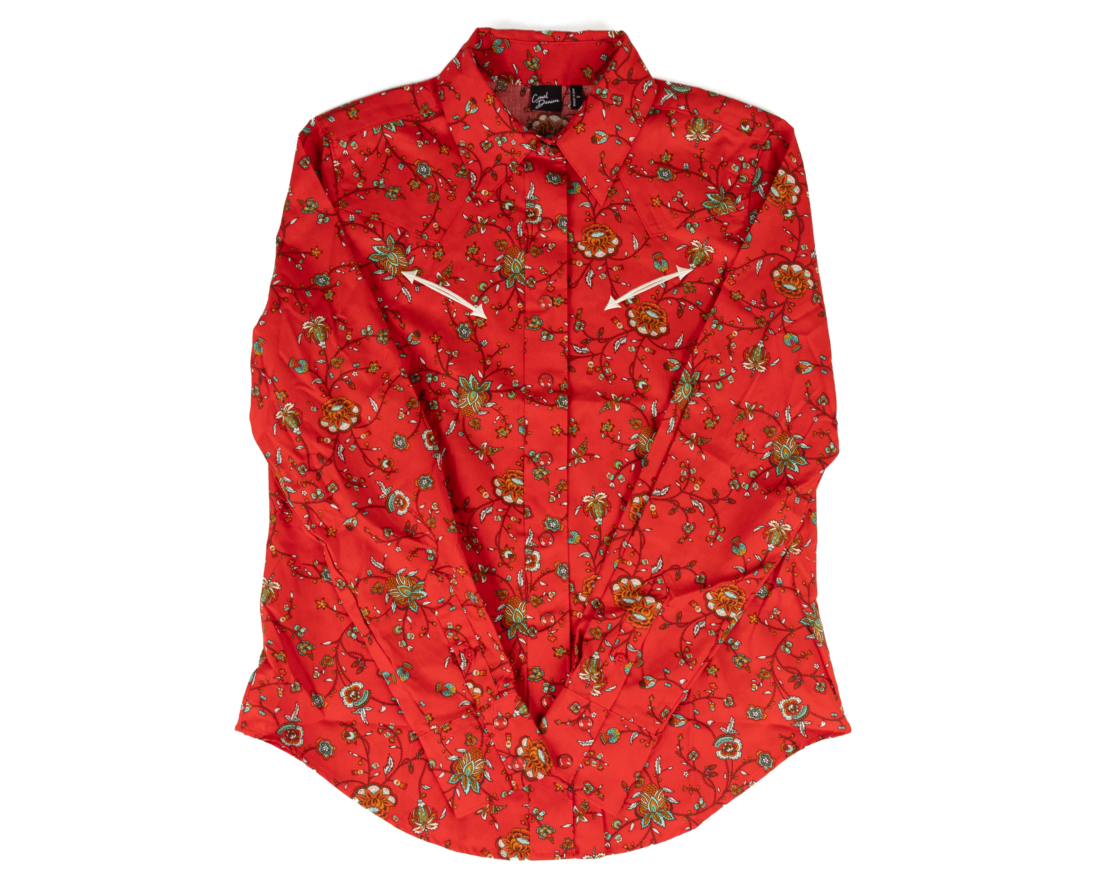 Cruel Denim Women's Long Sleeve Red Floral Snap Shirt CTW7554001