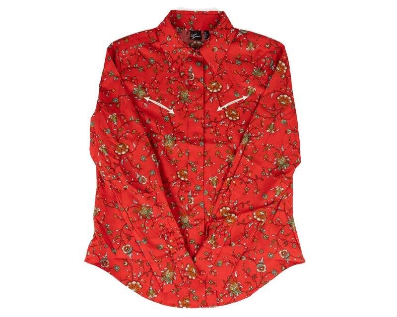 Cruel Denim Women's Long Sleeve Red Floral Snap Shirt CTW7554001