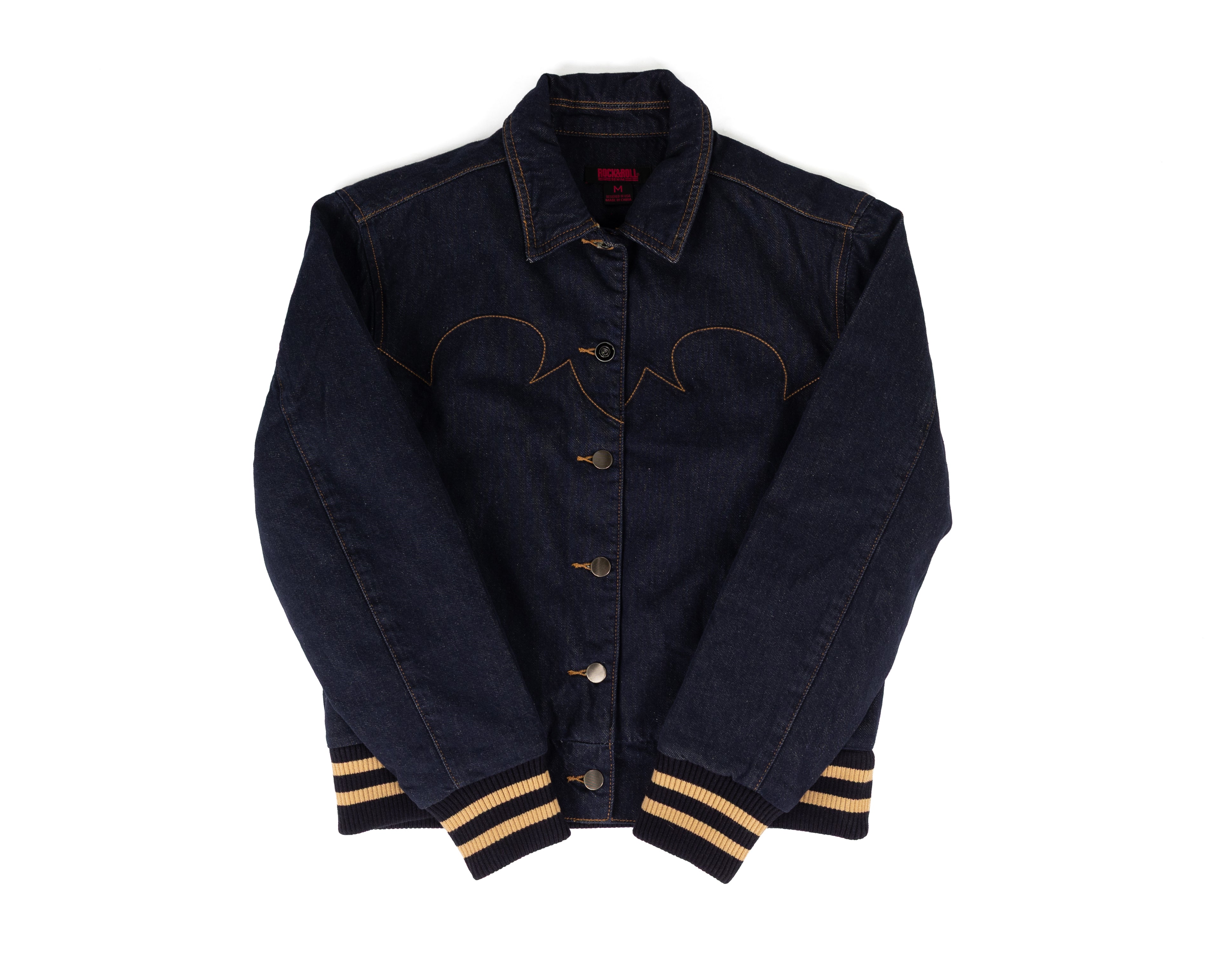 Rock and Roll Women's Denim Boot Stitched Bomber Jacket BW92D09835