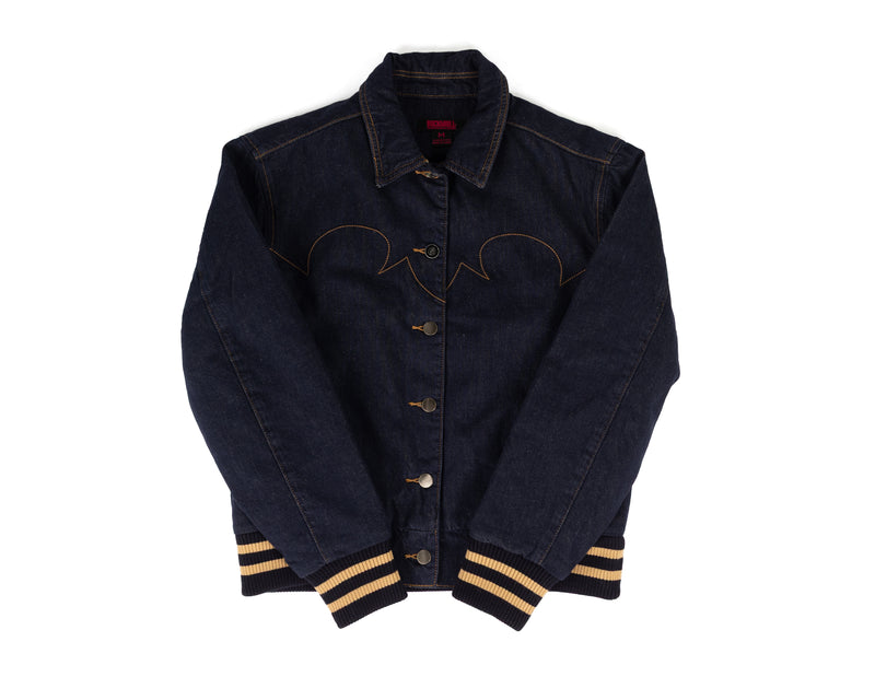 Rock and Roll Women's Denim Boot Stitched Bomber Jacket BW92D09835