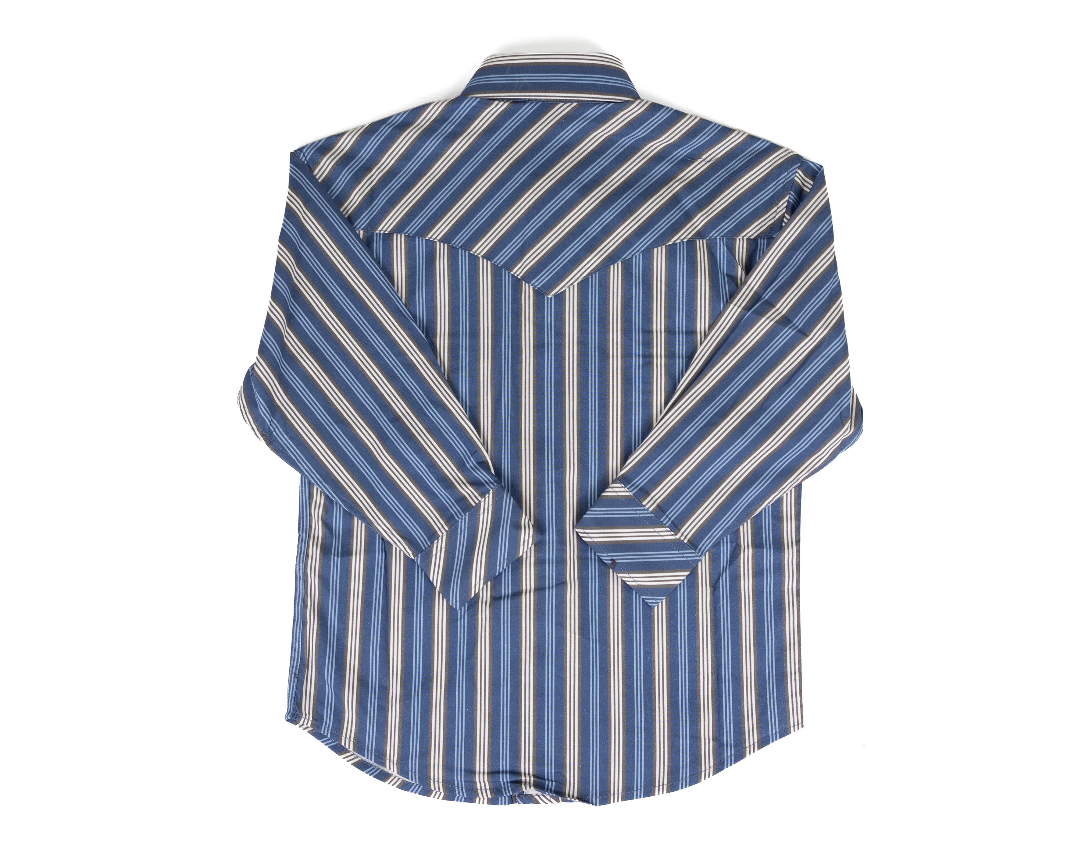 Rock and Roll Boy's Blue Striped Long Sleeve Pearl Snap BBN2S09435