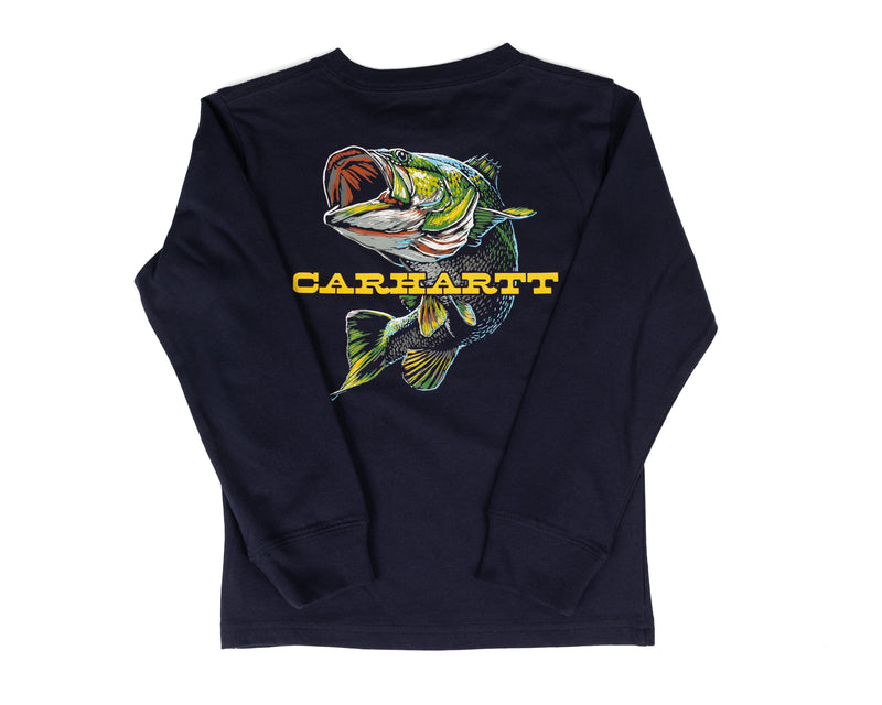 Carhartt Boy's Navy Long Sleeve T-shirt with Fish Printed (4-7) CA6892N89-CA66