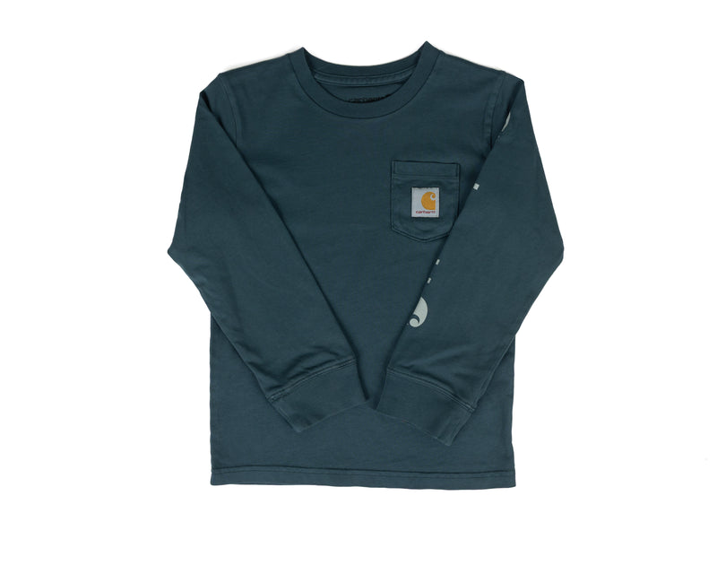 Carhartt Boy's Long Sleeve Dark Teal Pocket T-shirt CA6885HV1W-CA66