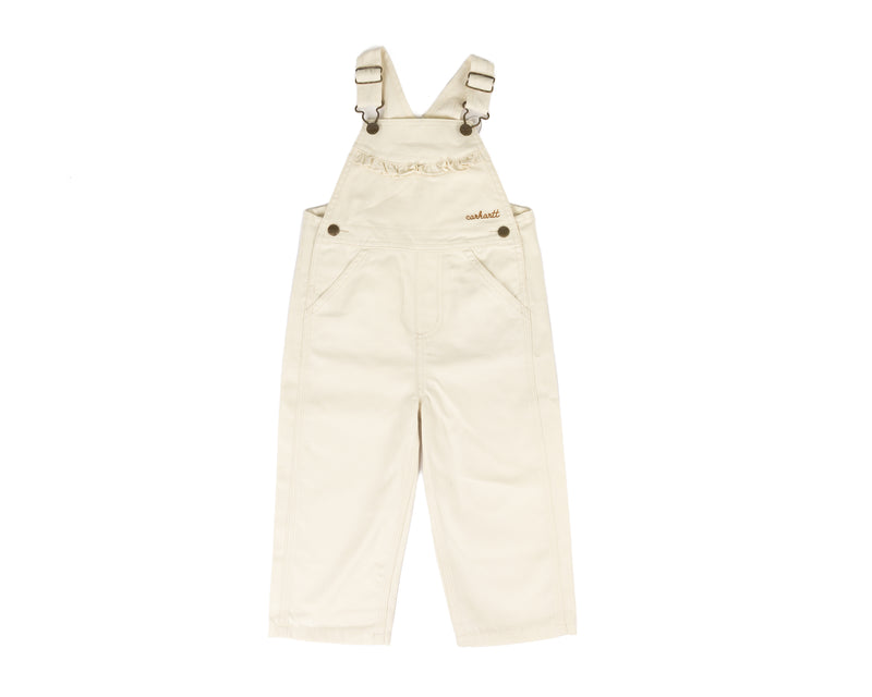 Carhartt Girl's Cream Canvas Ruffle Overalls ( 2T-3T) CM9757CA35