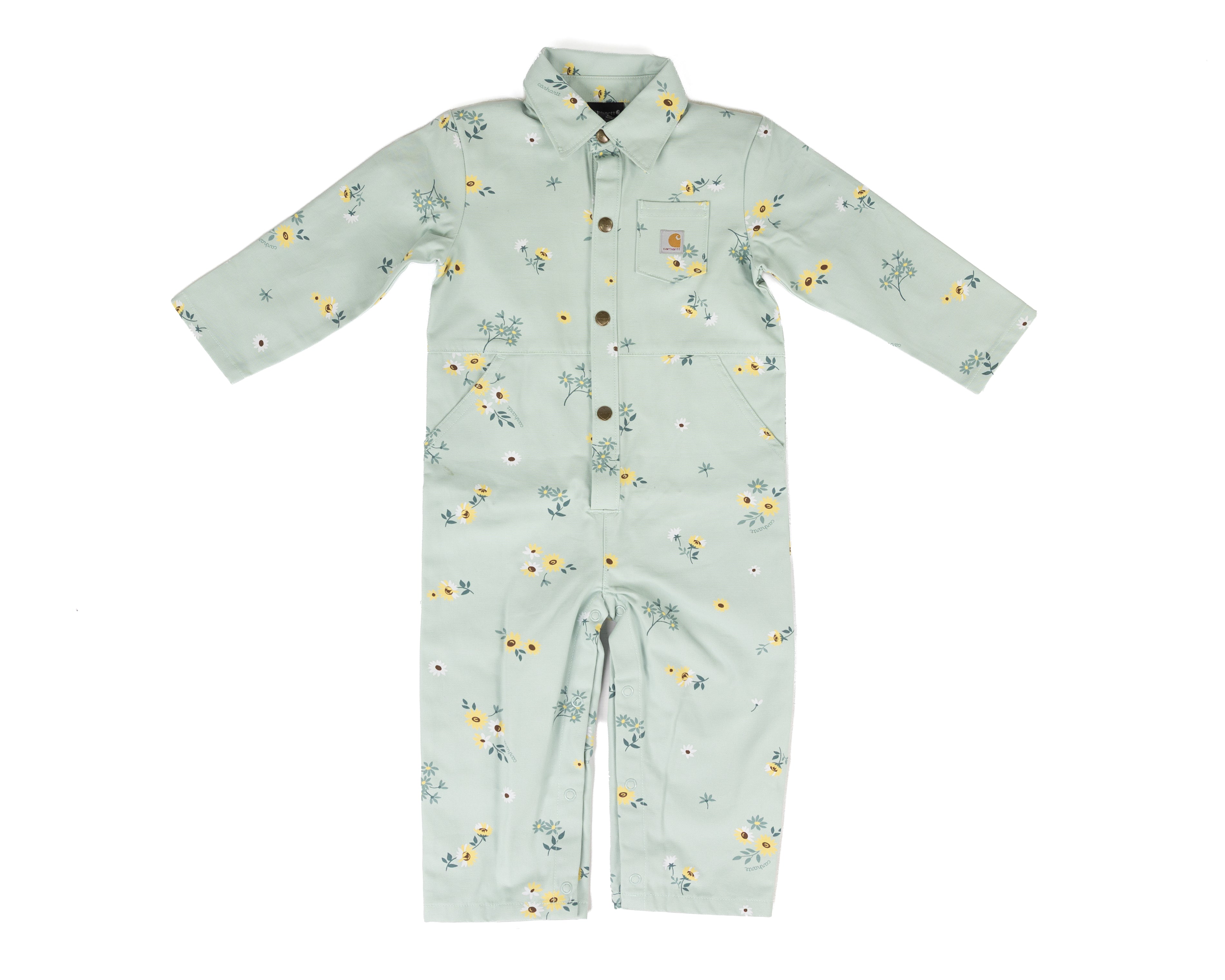 Carhartt Girl's Blue Haze Floral Coveralls (3M-24M) CM9778B351-LN1