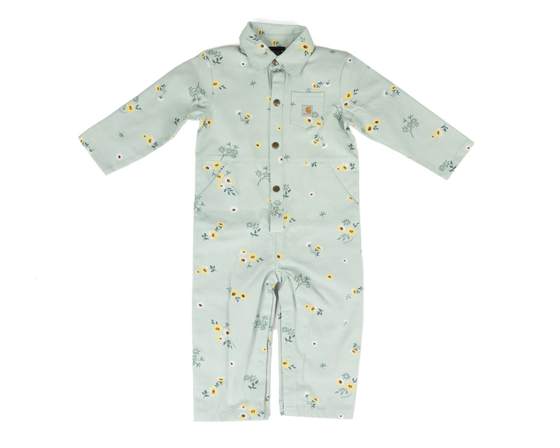 Carhartt Girl's Blue Haze Floral Coveralls (3M-24M) CM9778B351-LN1