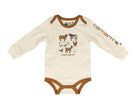 Carhartt Boy's Long Sleeve Cream Onesie with Animals Printed CA6854CA35-AF1