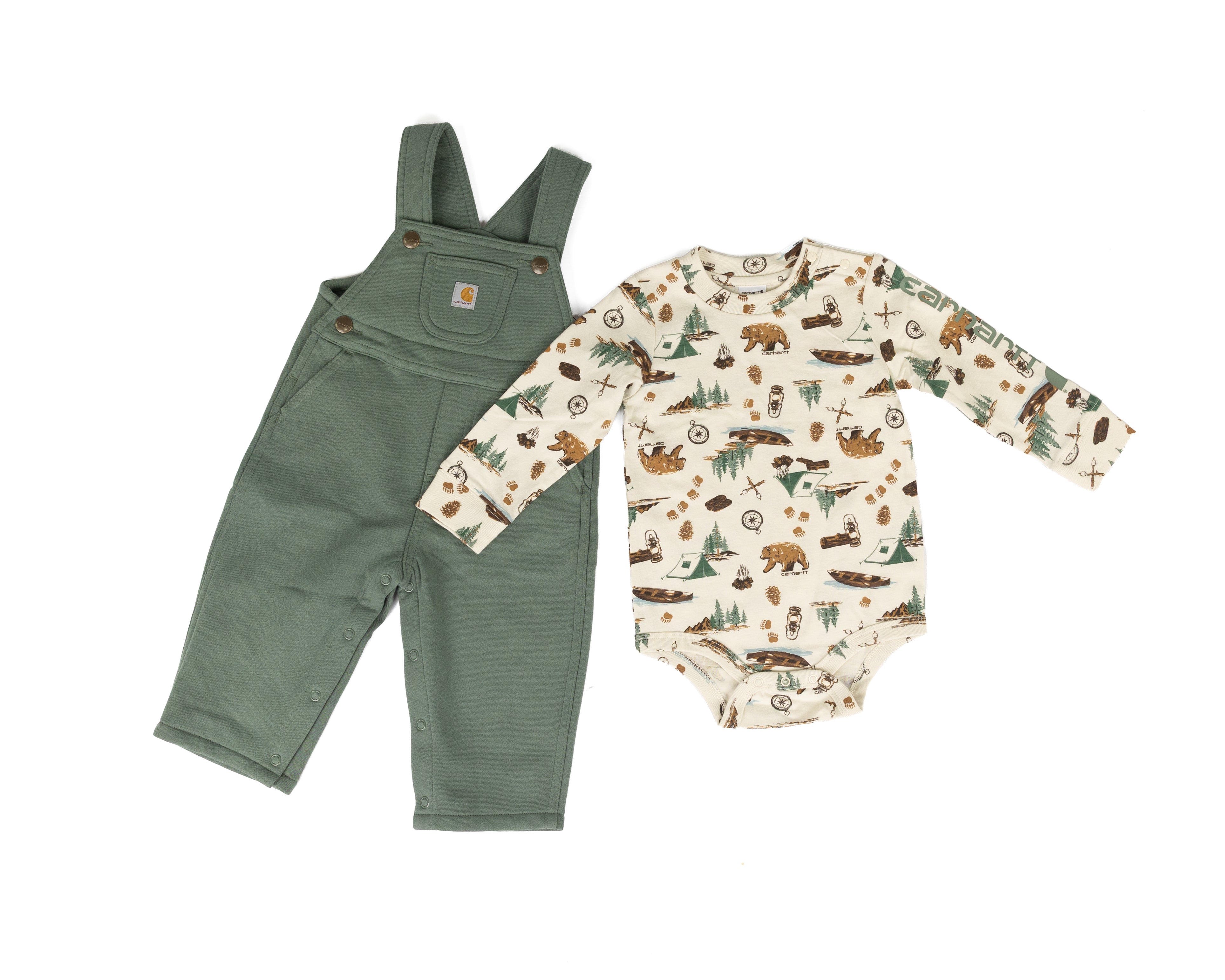 Carhartt Boy's Long Sleeve Bodysuit with Overall Set CG8146GN7-AF1