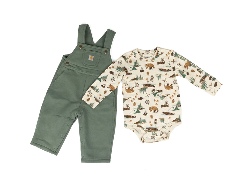 Carhartt Boy's Long Sleeve Bodysuit with Overall Set CG8146GN7-AF1