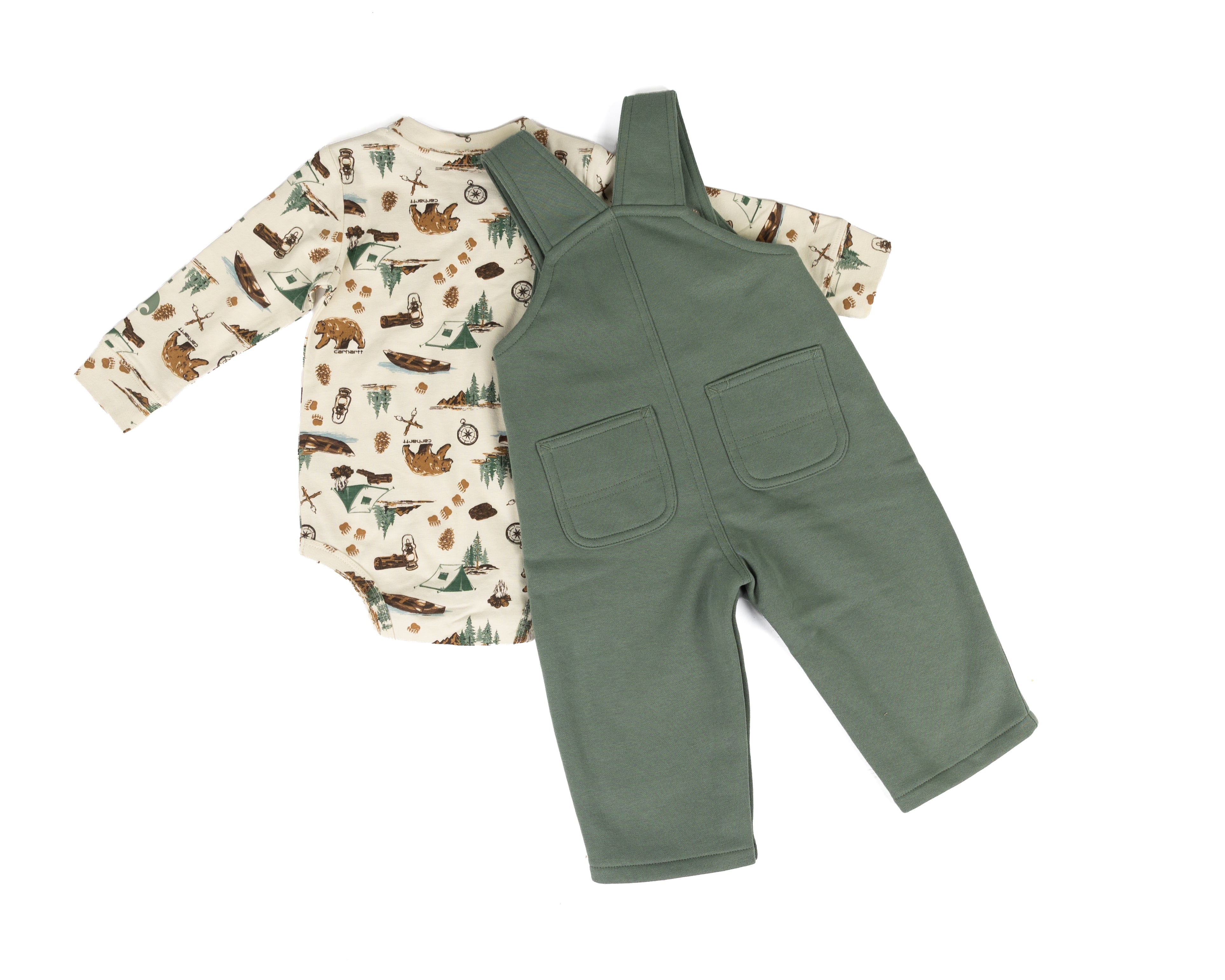 Carhartt Boy's Long Sleeve Bodysuit with Overall Set CG8146GN7-AF1
