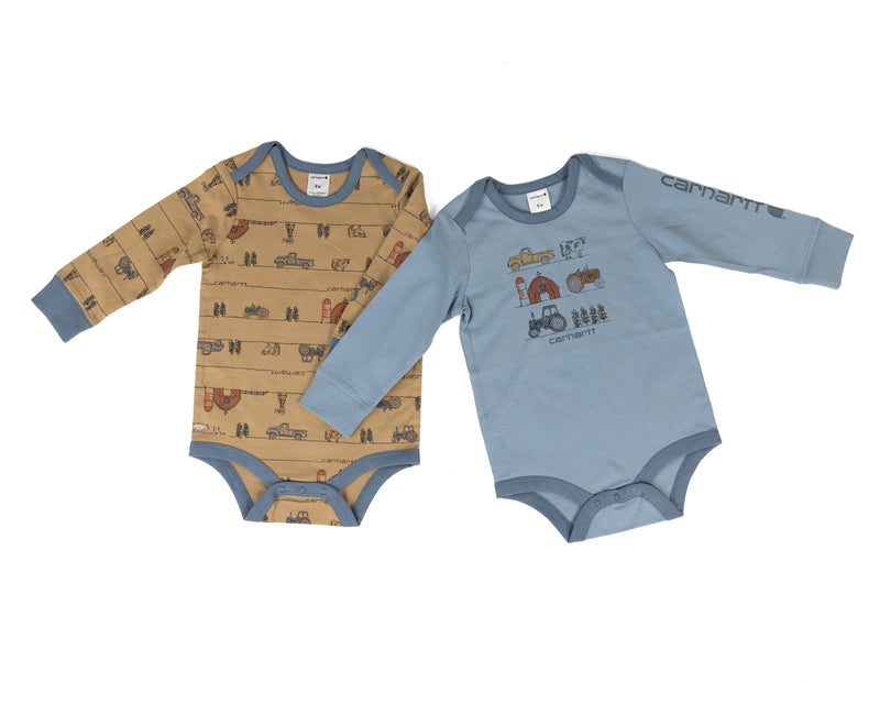 Carhartt Boy's Dark Khaki 2 Piece Farm Printed Onesies CG8134CT06-AF1