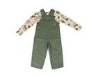 Carhartt Girl's 2 Piece Long Sleeve Horse Tee with Green Overalls (2T-4T) CG9988GN7