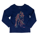 Girl's Wrangler Blue Long Sleeve Pastel Horse Graphic T-shirt 112382710