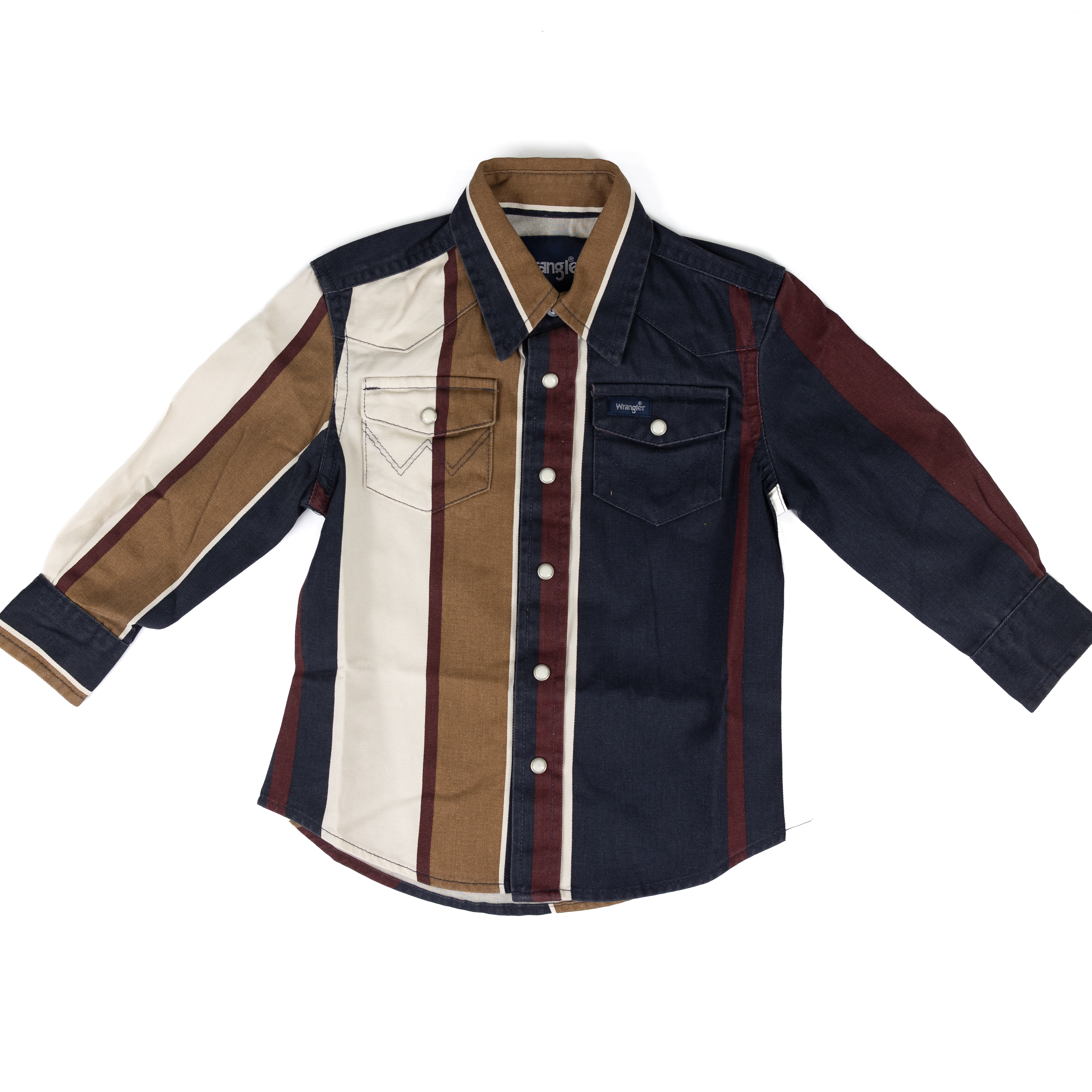 Boy's Wrangler Midnight Oak Brushpopper Stripe Western Snap Shirt 112382002