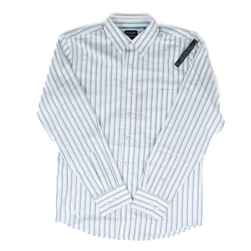 Men's Wrangler Cody Johnson Blue Striped Button Down Shirt 112381548
