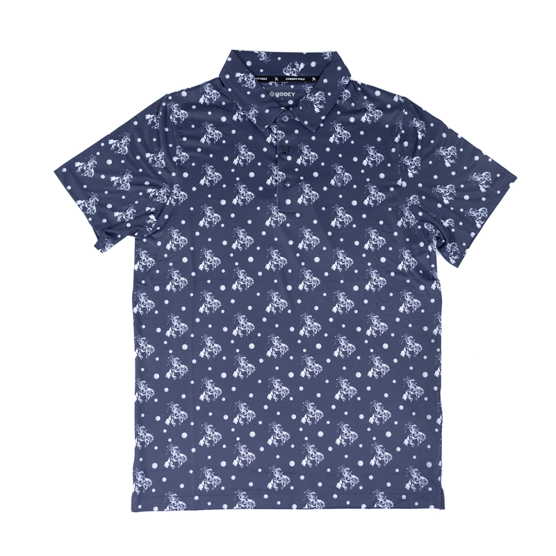 Men's Hooey Weekender Inkwell White Cowboy Golf Logo Polo Shirt HP2601NVPR