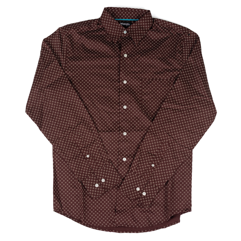Men's Wrangler Cody Johnson Brown Printed Button Down Shirt 112381552