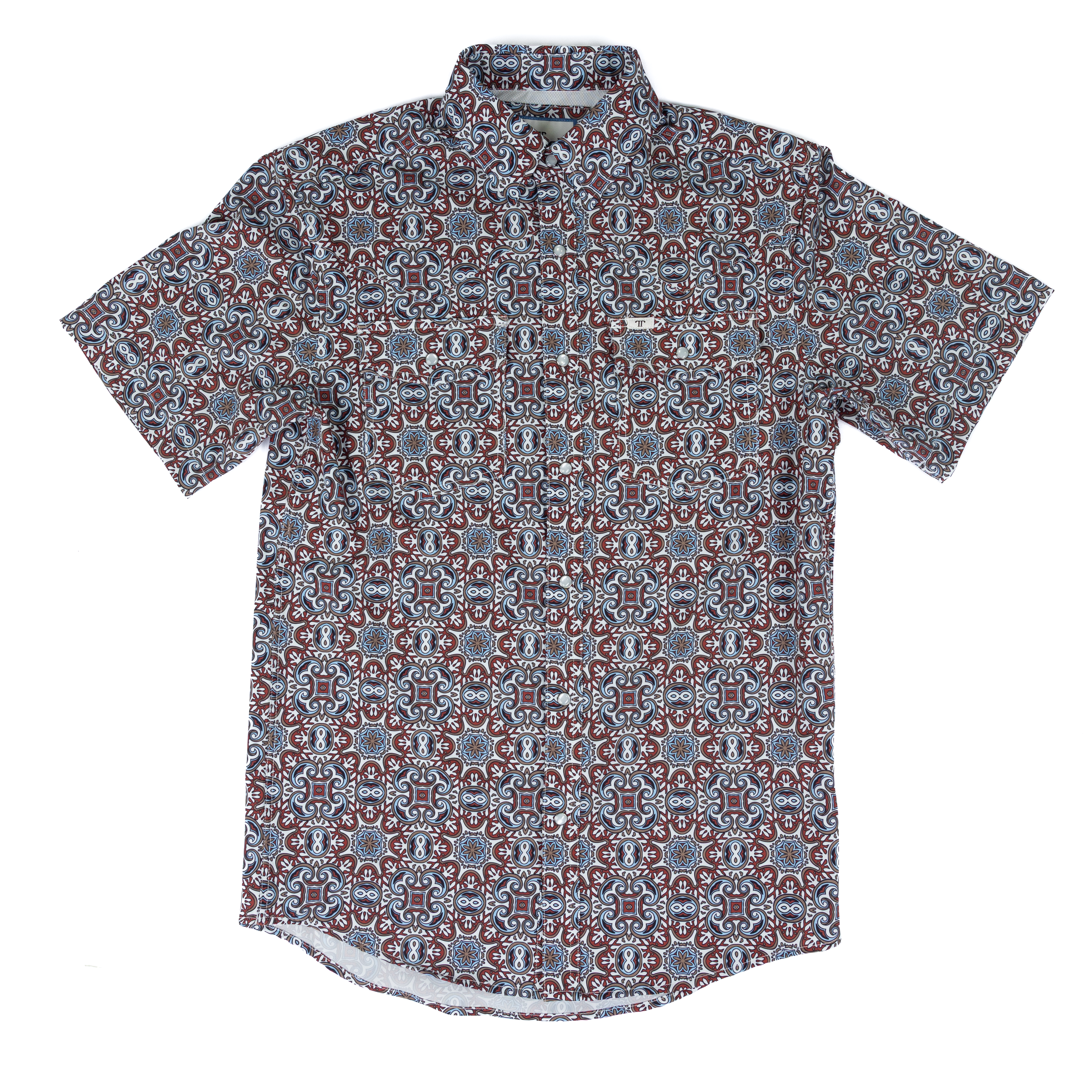 Men's Ferrell Bennett Brown Short Sleeve Snap Shirt FPS1026011