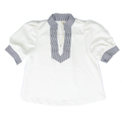 Women's Jodifl White and Striped Puff Sleeve Blouse B13435