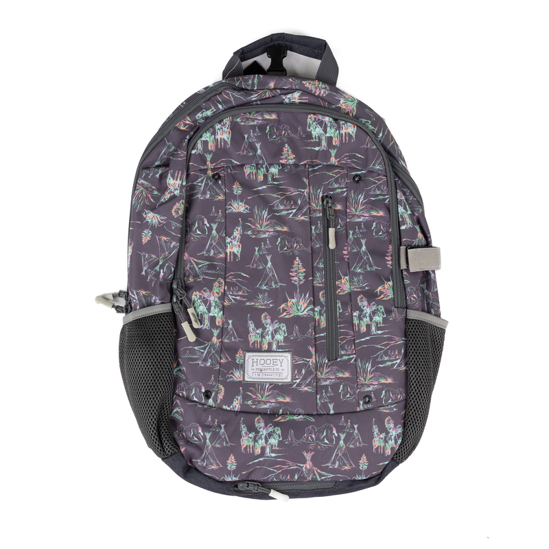 Hooey Charcoal and Gray Rockstar Printed Backpack BP2602CHPR