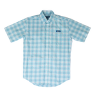 Men's Panhandle Slim Light Blue Plaid Short Sleeve Button Up SMB3S08273