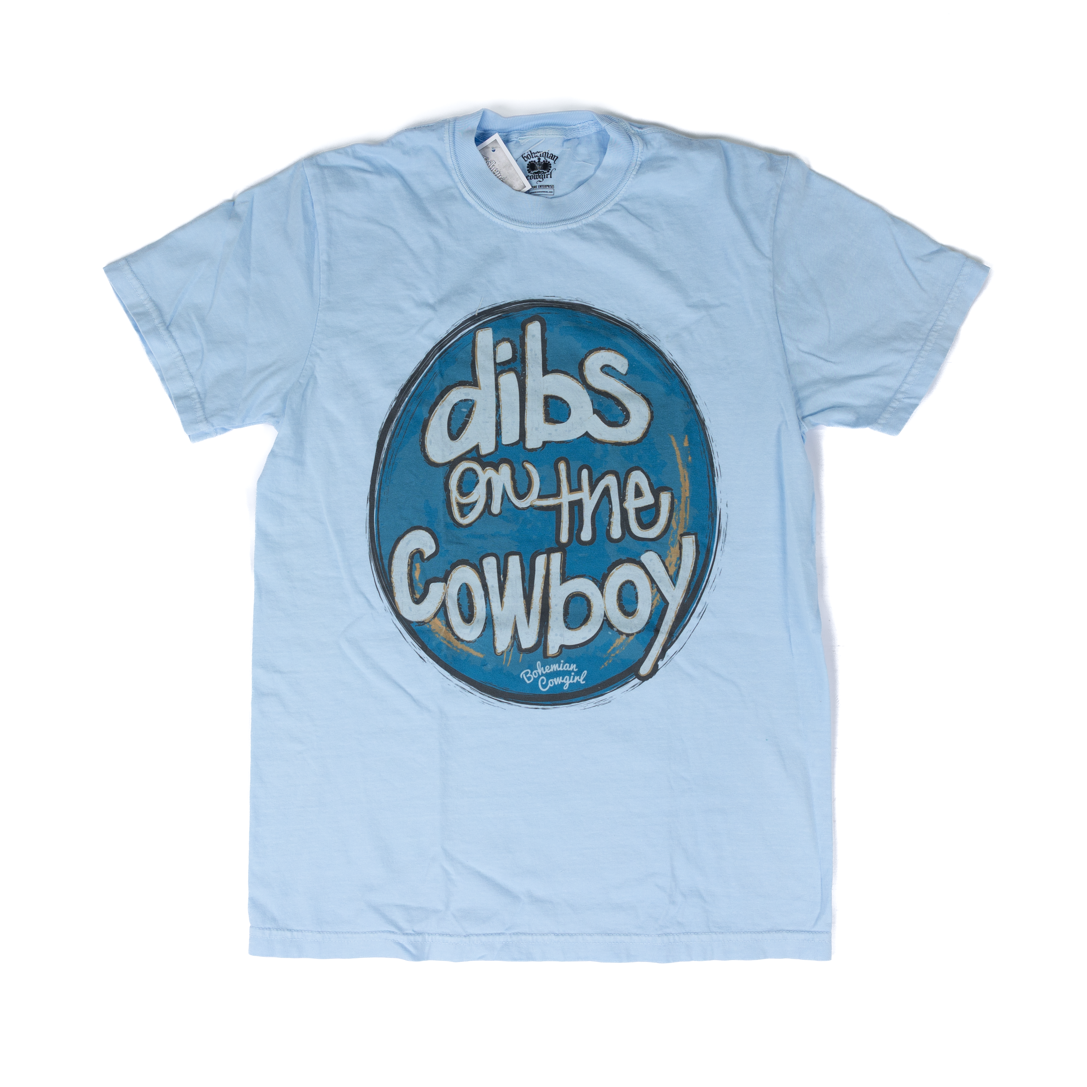 Women's Blue Short Sleeve "Dibs On The Cowboy" T-shirt 