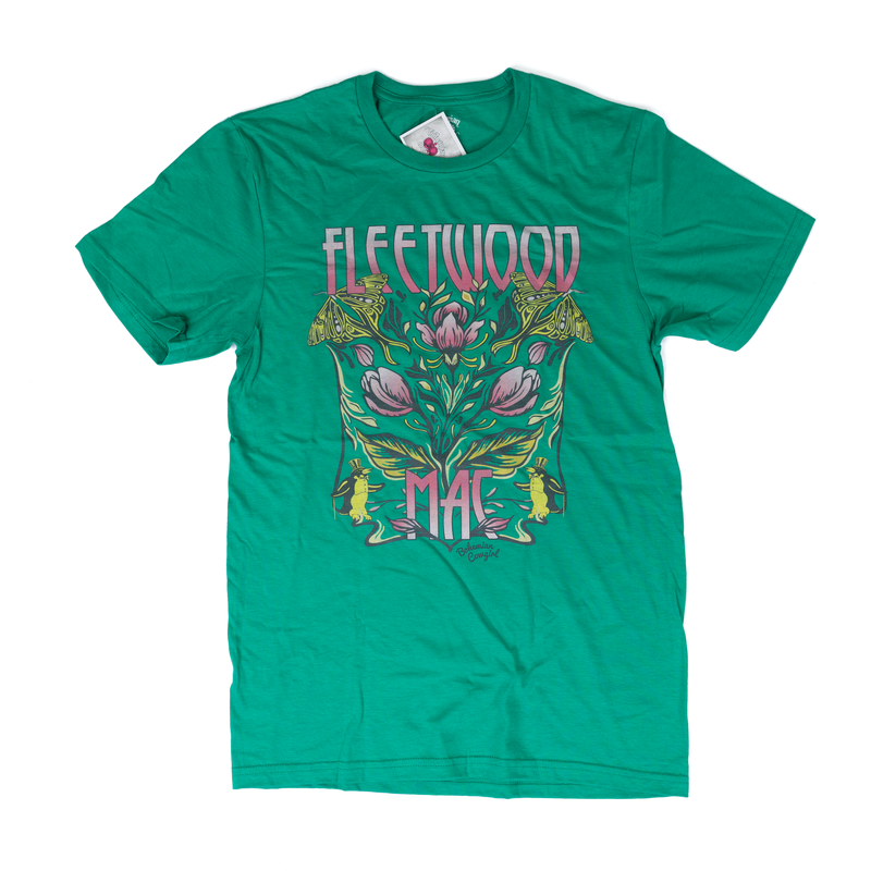 Women's Green Short Sleeve Graphic Printed Fleetwood Mac T-shirt 