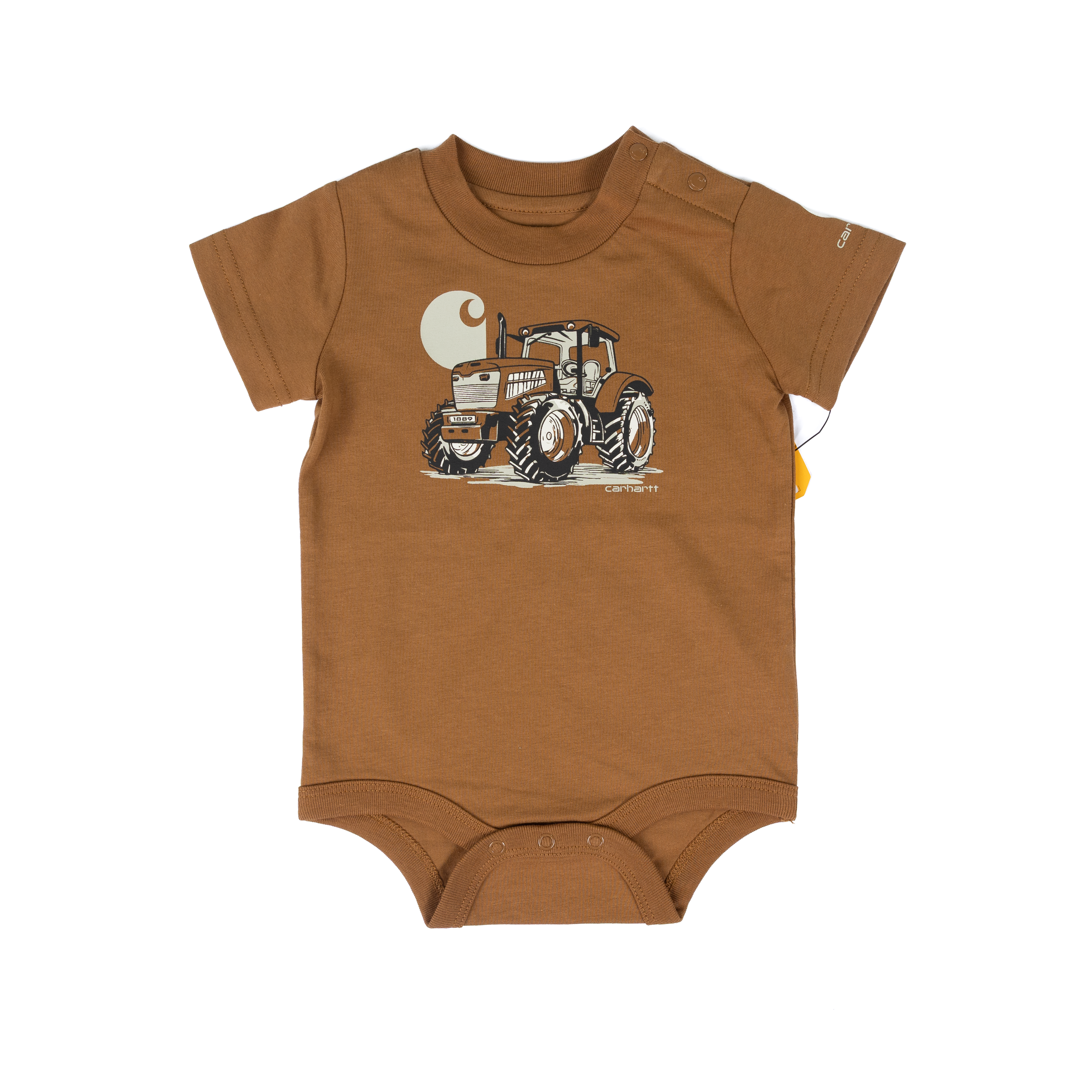 Boy's Carhartt Short Sleeve Brown Tractor Bodysuit CA6831-D15