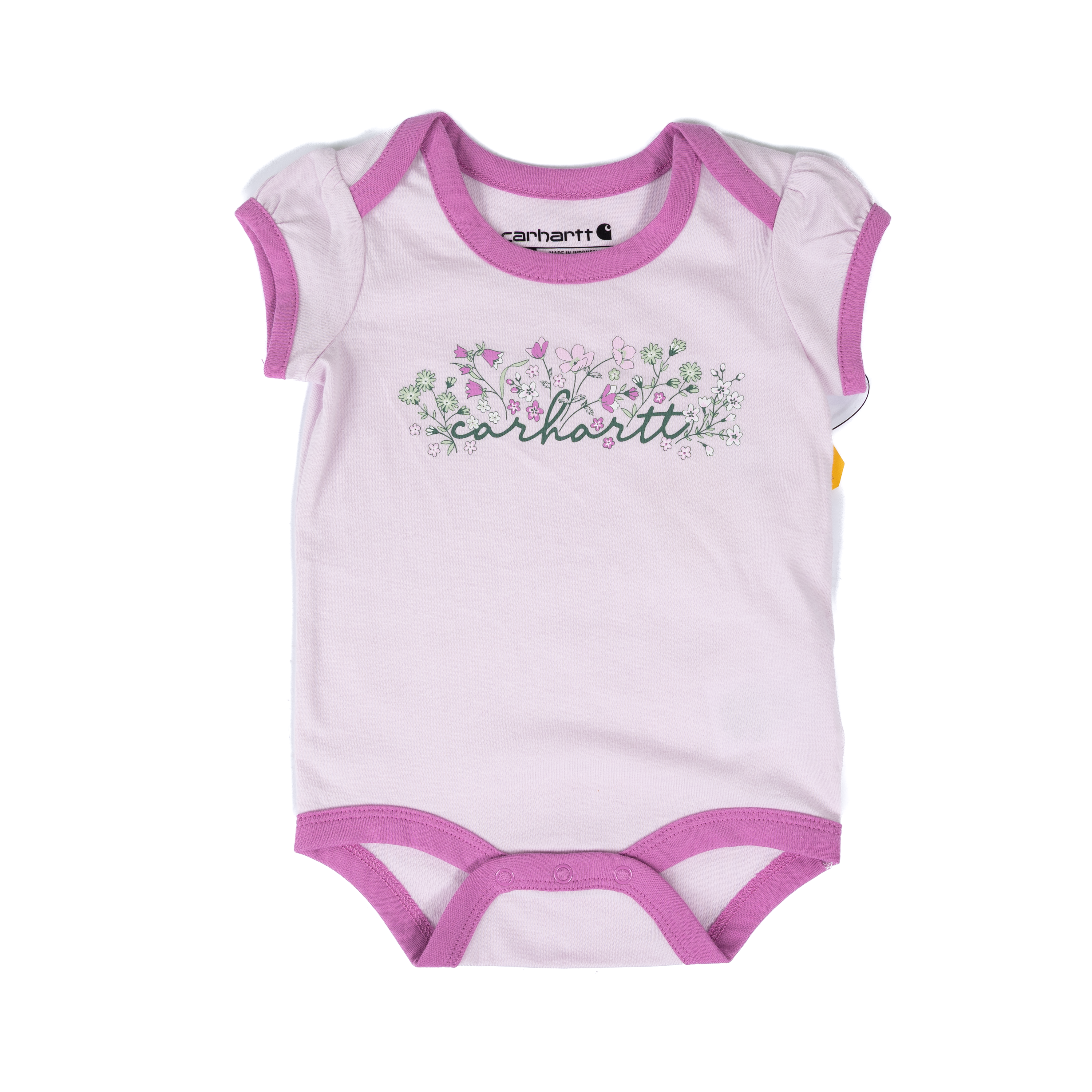 Girl's Carhartt Short Sleeve Light Pink Floral Bodysuit CA7191-CP74