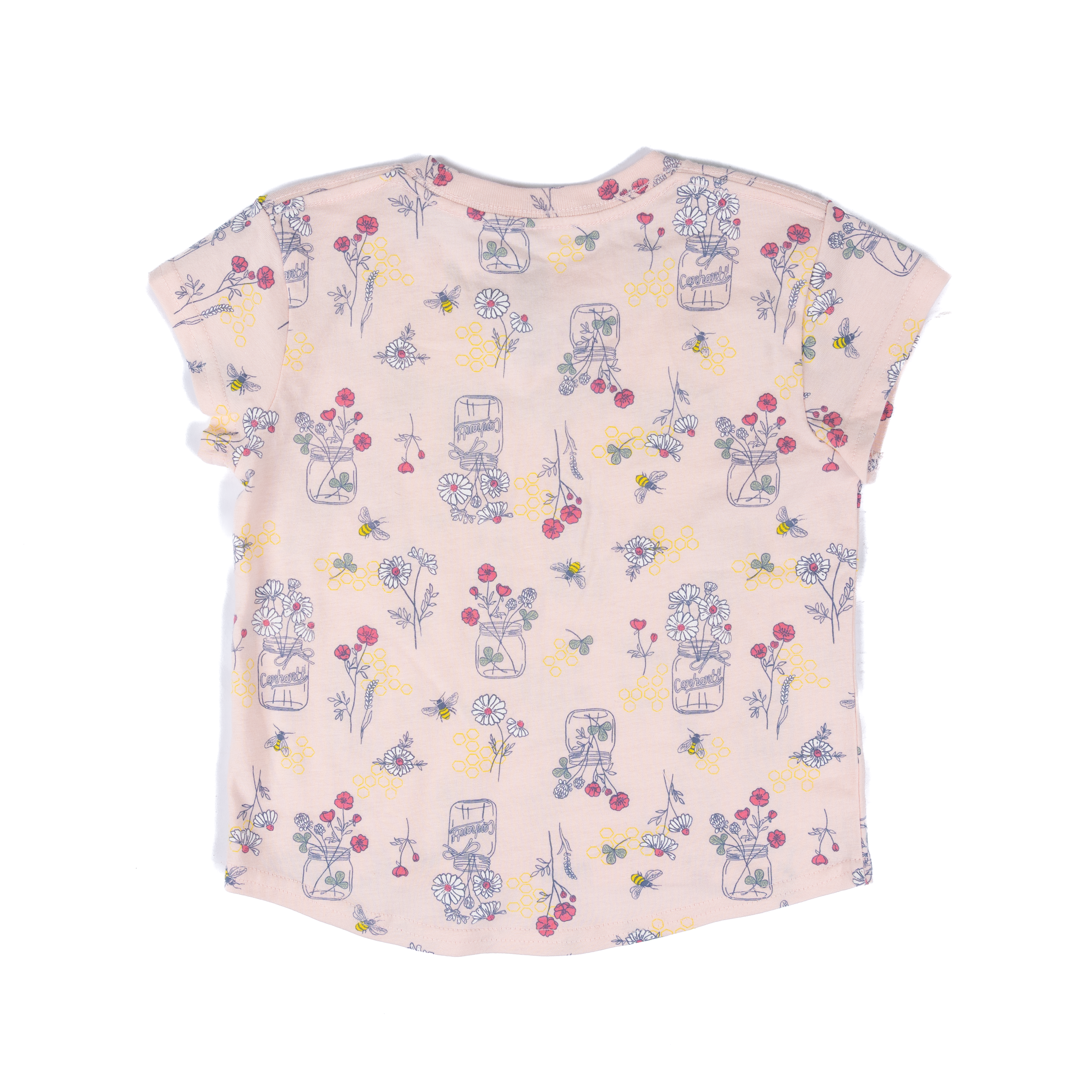 Girl's Carhartt Light Wash Bee Print Shortall 2 Piece Set CG9969-N108