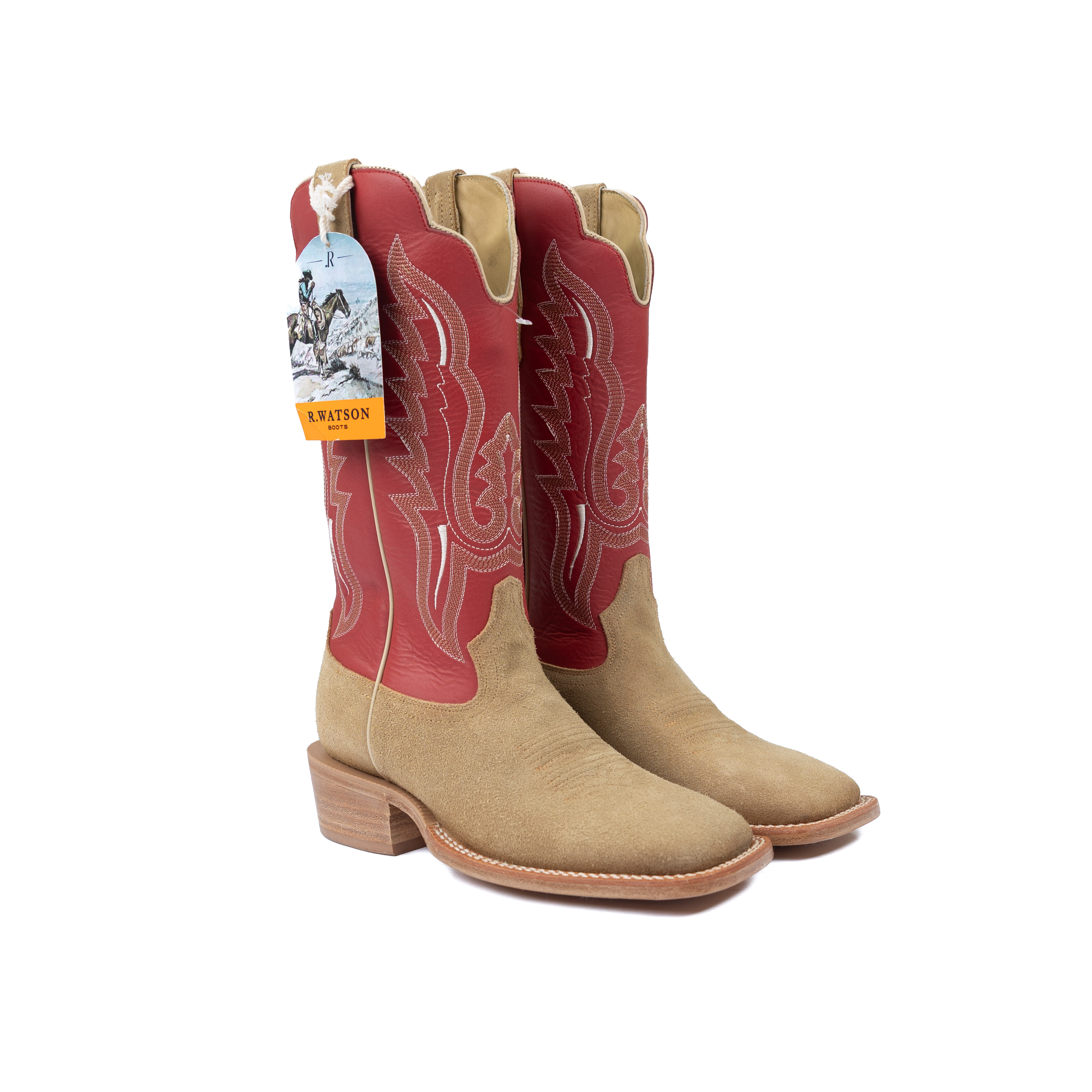 Men's R. Watson Sand Roughout Boots with 13" Cherry Red Tops RW8207-2