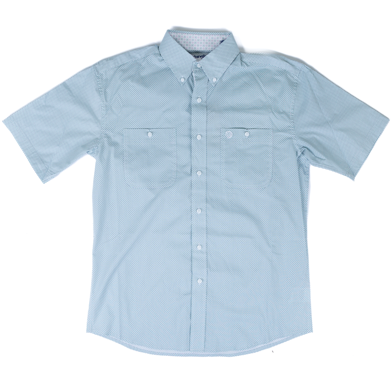 Men's Wrangler George Strait Short Sleeve Green Geo Print Button Up 112379022