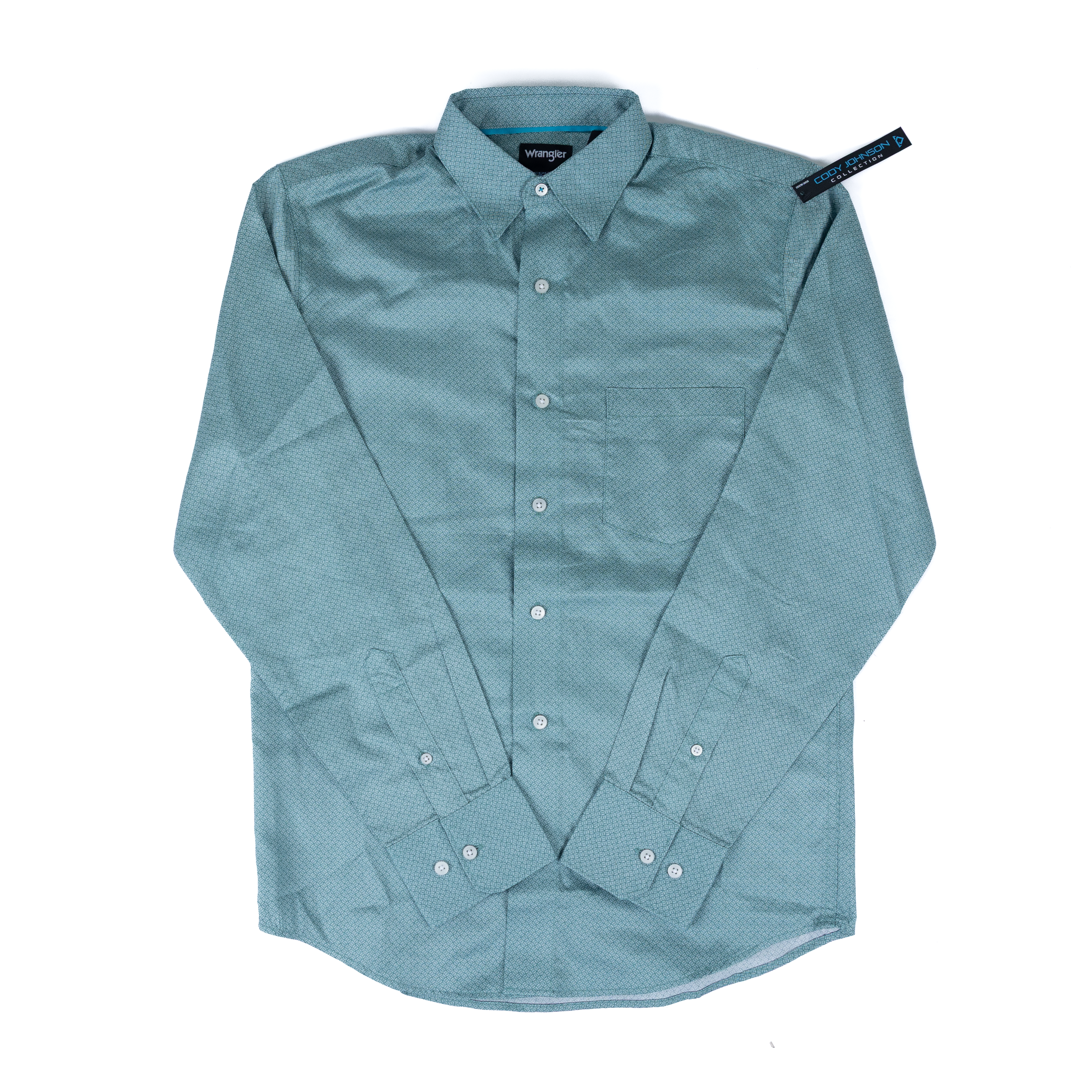 Men's Wrangler Cody Johnson Long Sleeve Green Printed Button Up 112378968