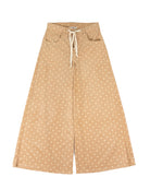 Women's Mocha Wide Corduroy Polka Dot Pants 