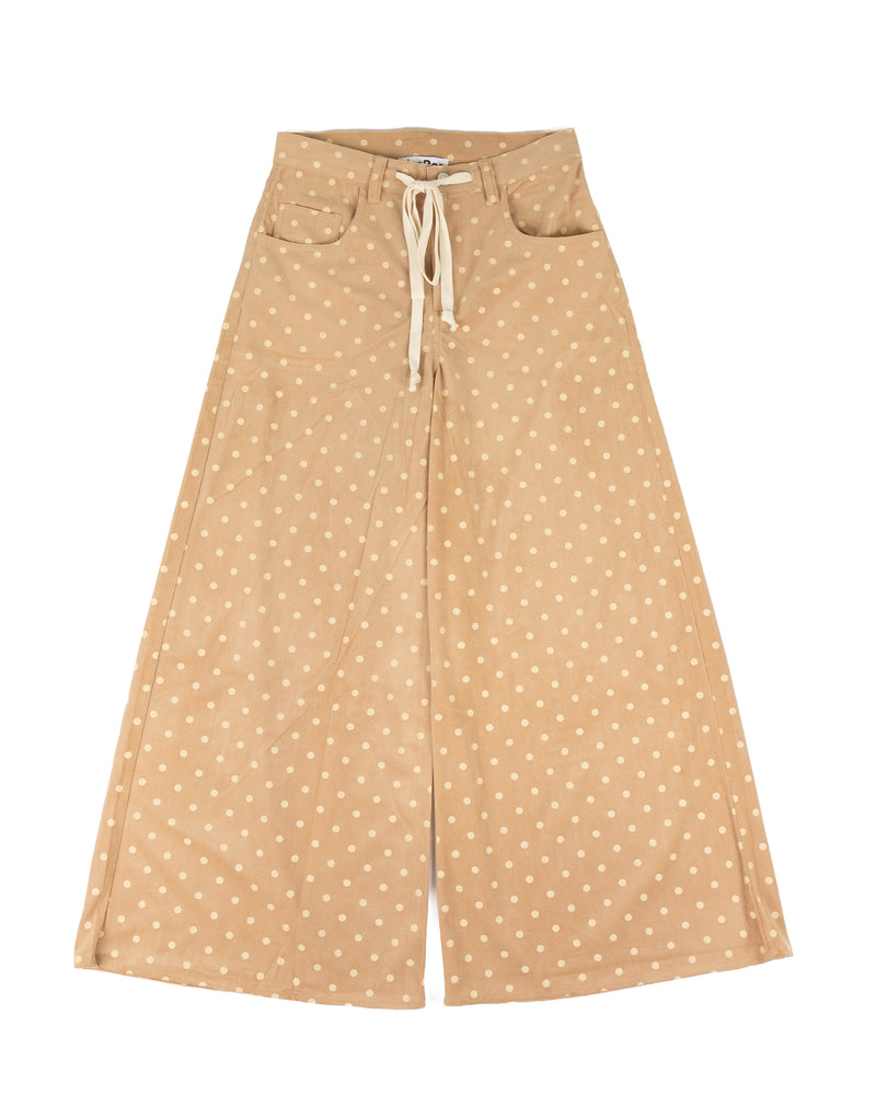 Women's Mocha Wide Corduroy Polka Dot Pants 