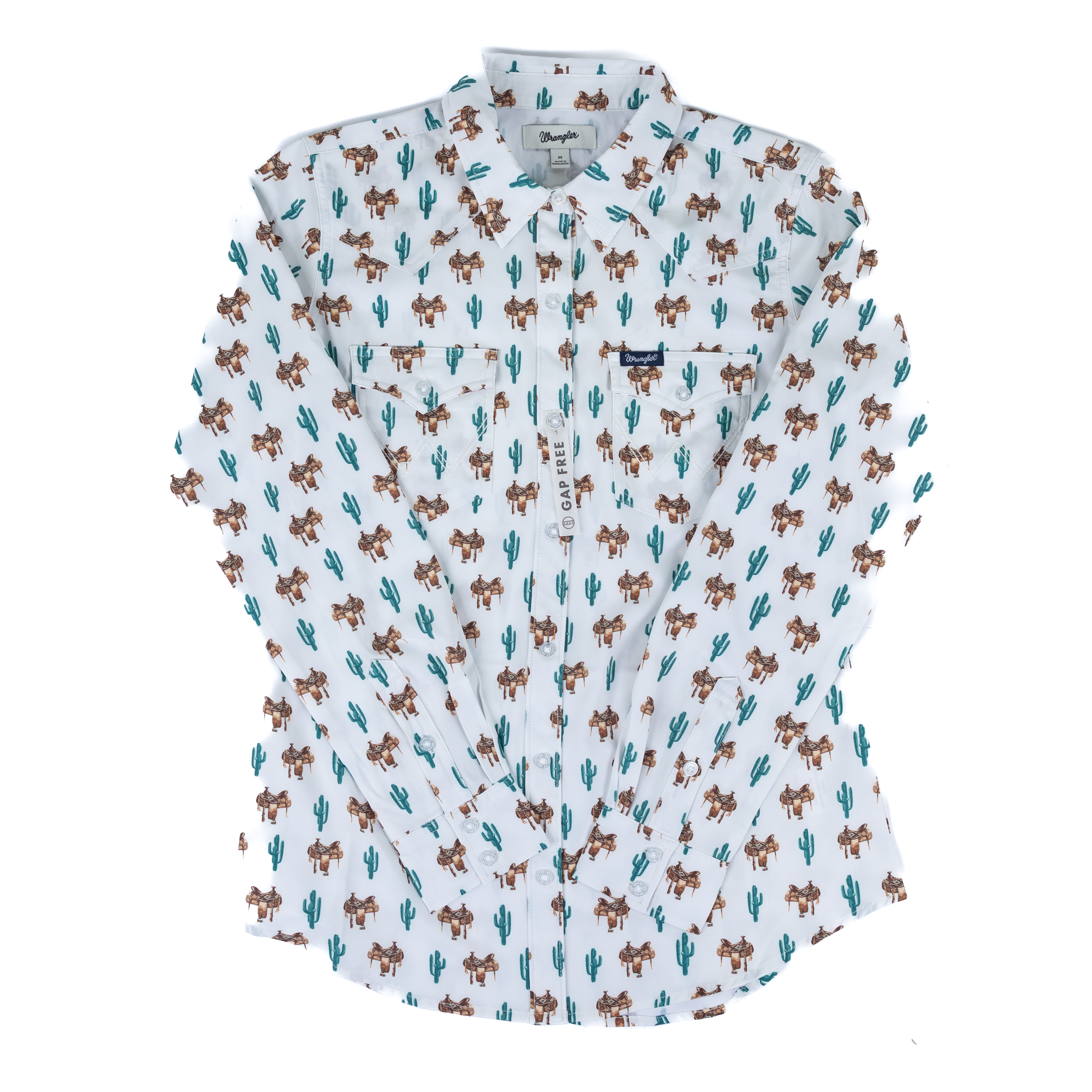 Women's Wrangler Long Sleeve Cactus and Saddles Button Up 112379521