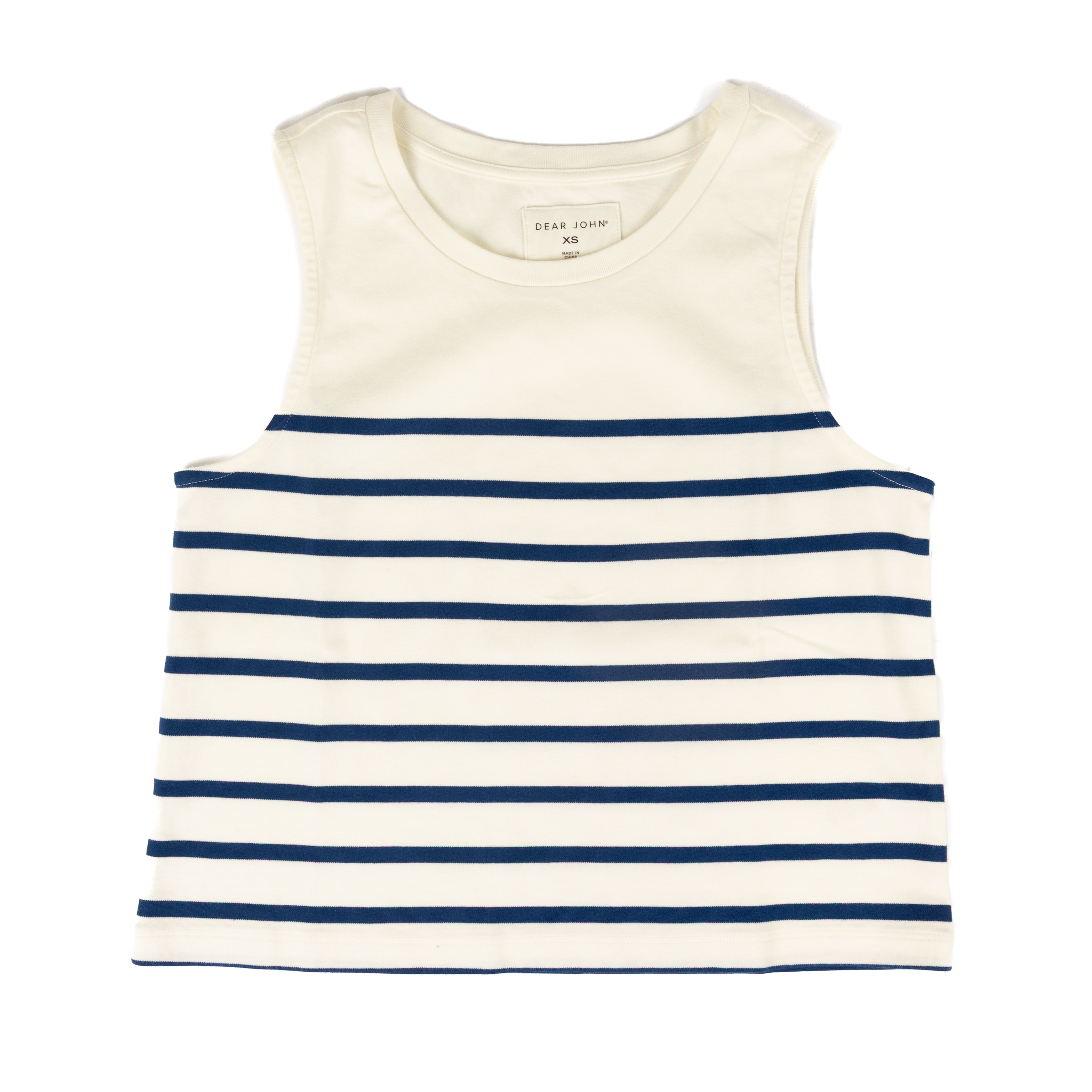 Women's Dear John Jett Cream and Navy Striped Tank Top DKN2195CNE