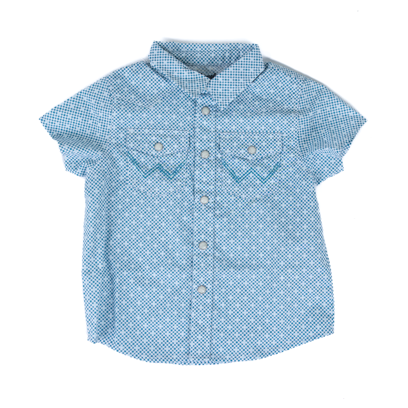 Boy's Wrangler Toddler Blue Geo Snap Printed Shirt 112378880
