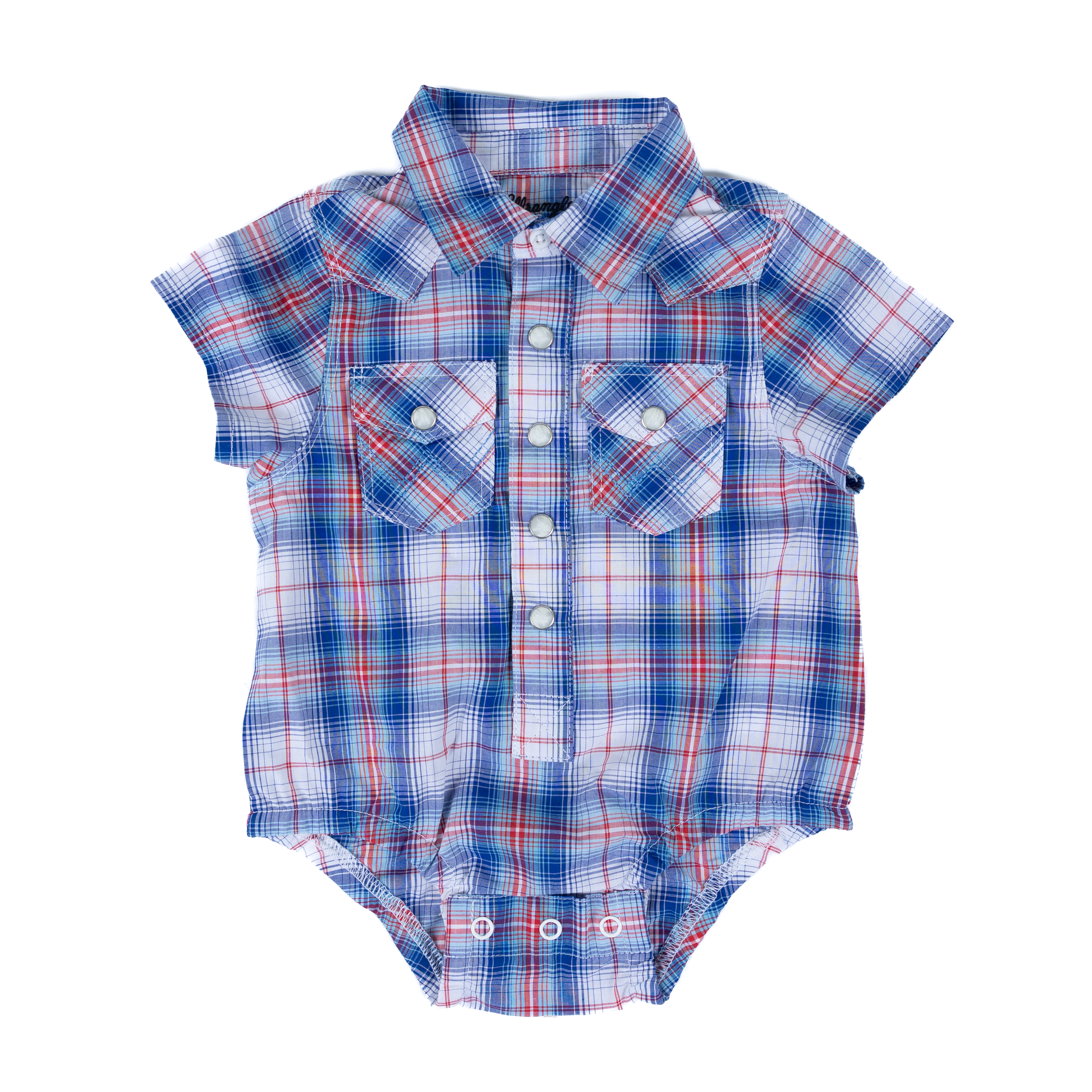 Boy's Wrangler Short Sleeve Plaid Onesie 112378814