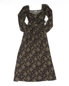 Panhandle Women's Black and Olive Abstract Aztec Midi Dress LWD2R09656